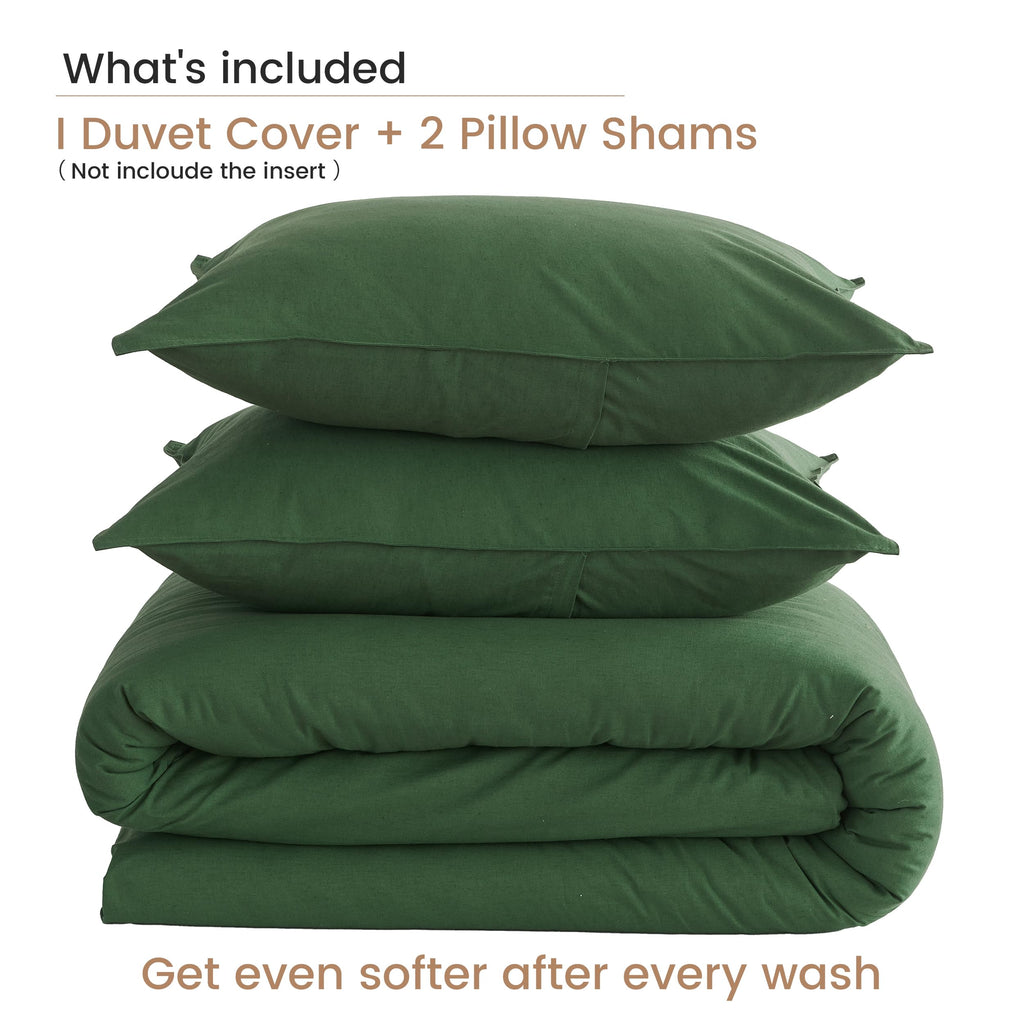 French Linen Duvet Cover Set 3pcs with Hidden Zipper Closure Natural Flax Cotton Blend Solid Color Soft Breathable