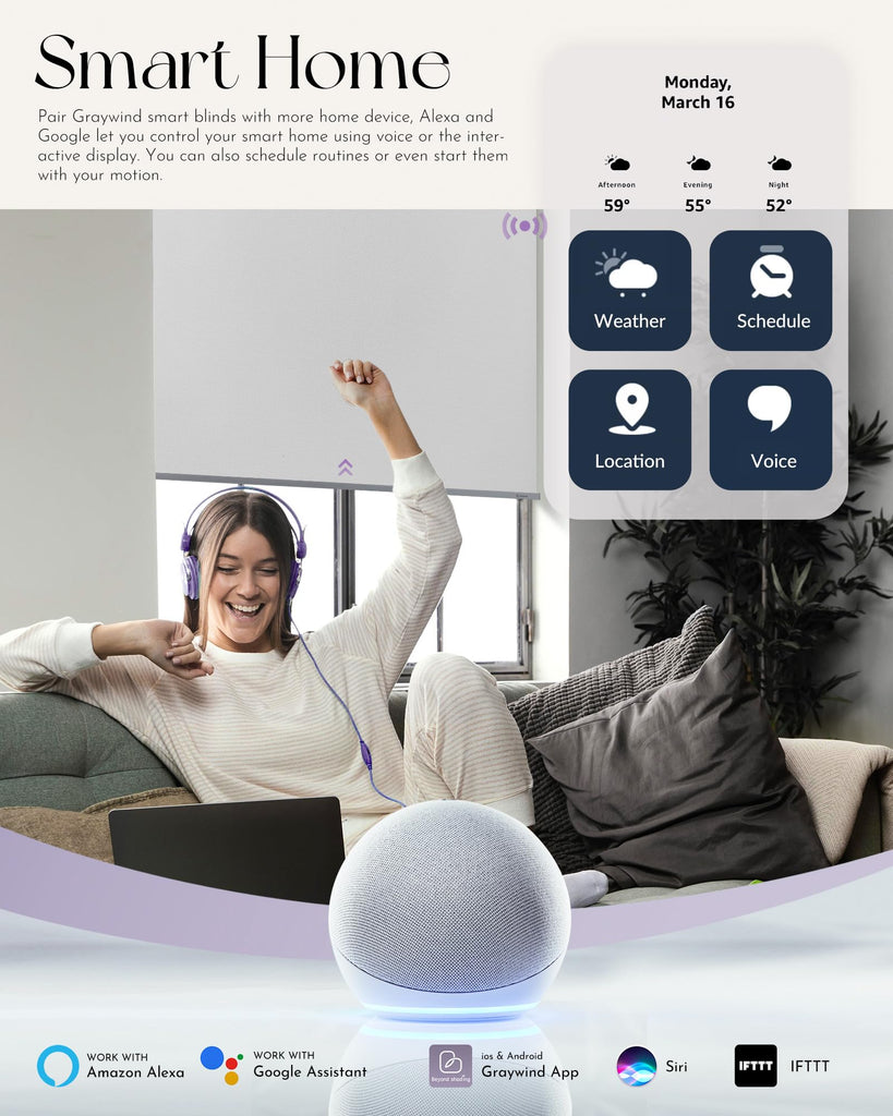 Smart Blackout Roller Shades Work with Alexa Google WiFi Hardwired Triple Weaved Fabric Motorized Blinds Remote