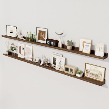 72 Inch Floating Shelves, Walnut Picture Ledge Shelf Set of 2
