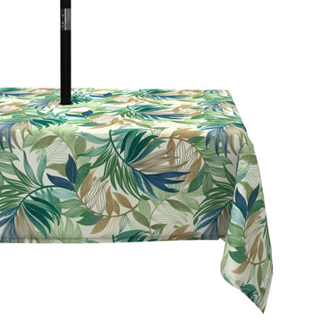 Outdoor Rectangle Tablecloth, Decorative Water-Repellent and Fade Resistant Table Covers with Umbrella Hole, Patio