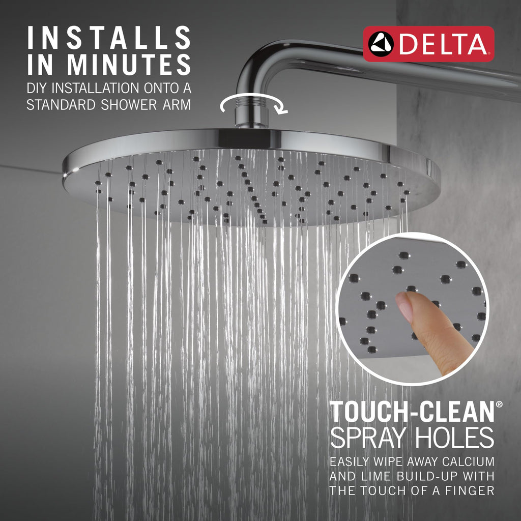 Chrome Rain Shower Head, 10 Inch Metal Large Shower Head Rainfall, Overhead Rain Showerhead, 1.75 GPM Flow Rate