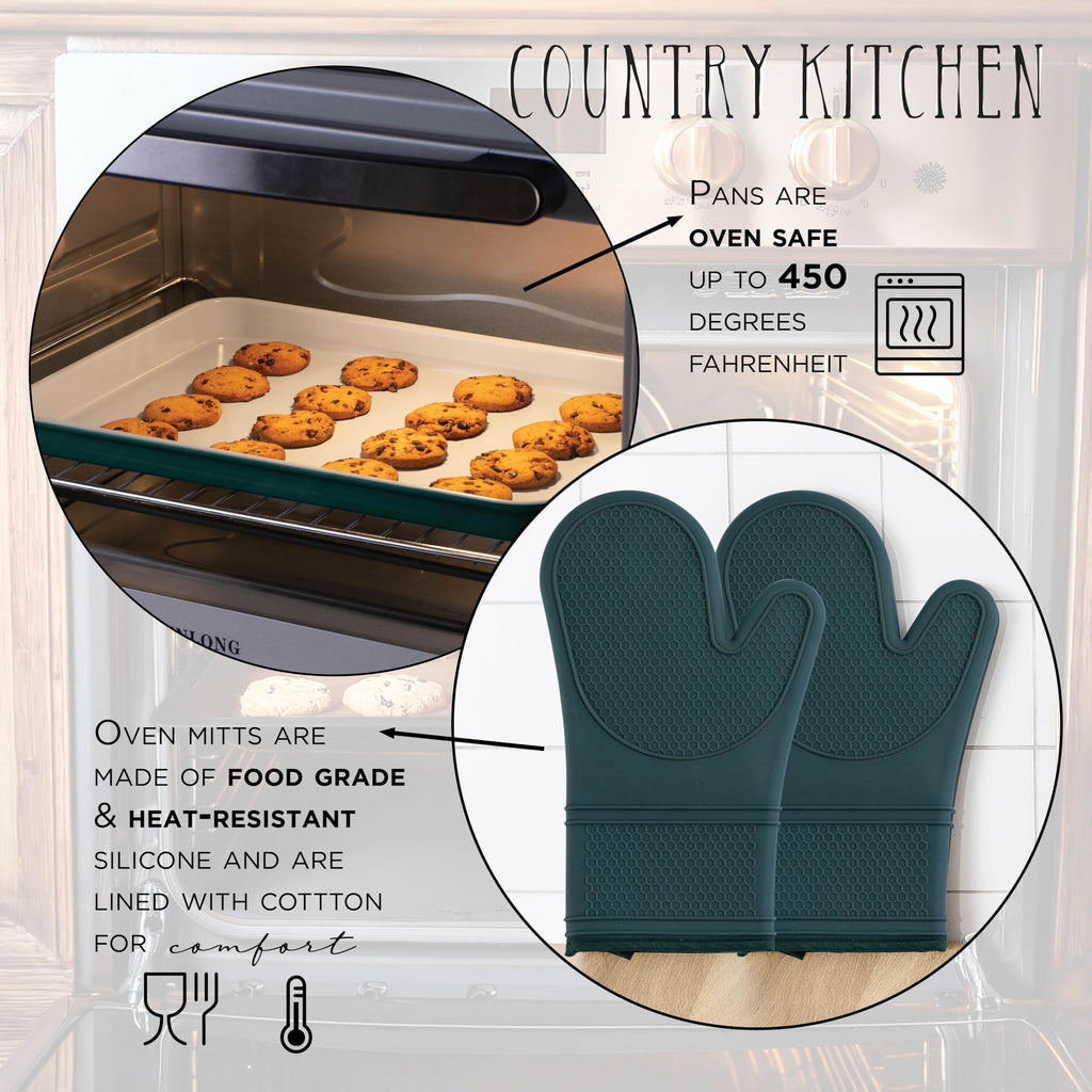 Nonstick Stackable Bakeware Set - Deluxe Heavy Duty, Durable, Easy Release Baking Set, Sage, 13 Pcs