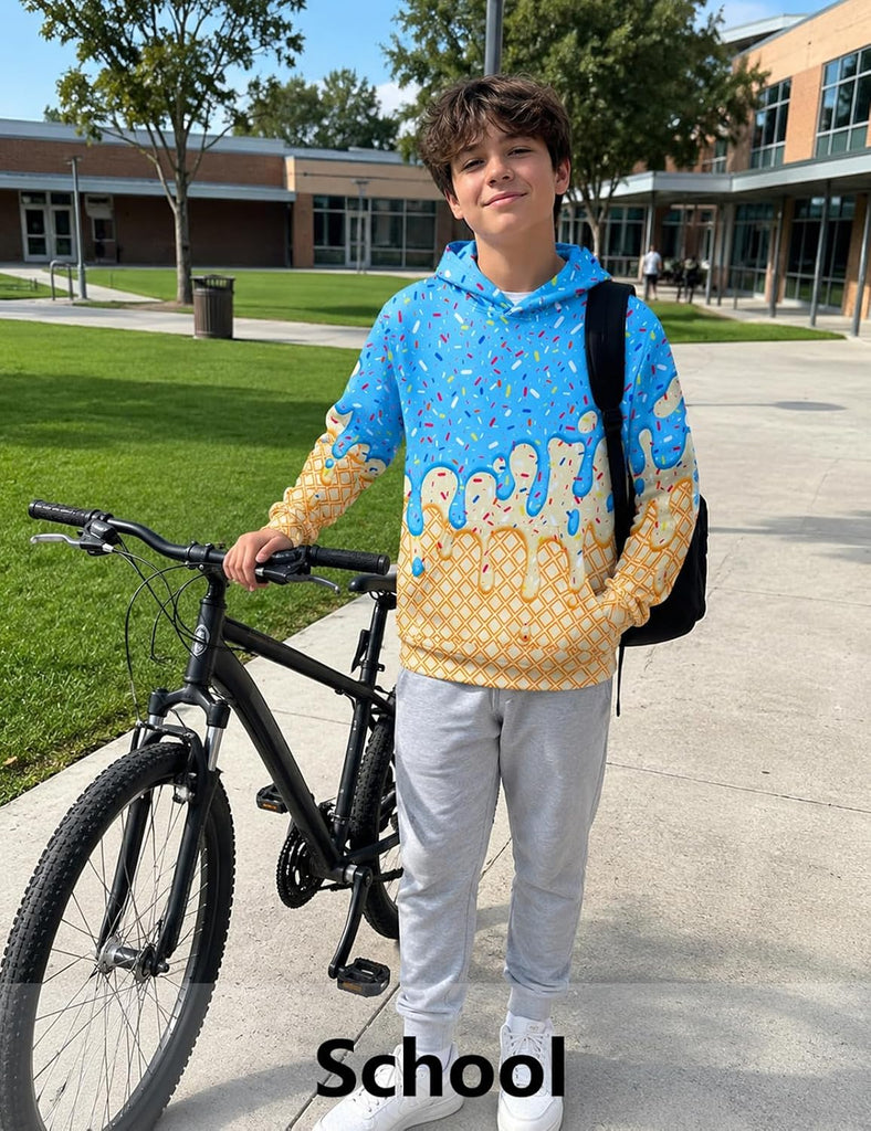 Boys Hoodies Ice Cream Baseball Pullover Sweatshirts