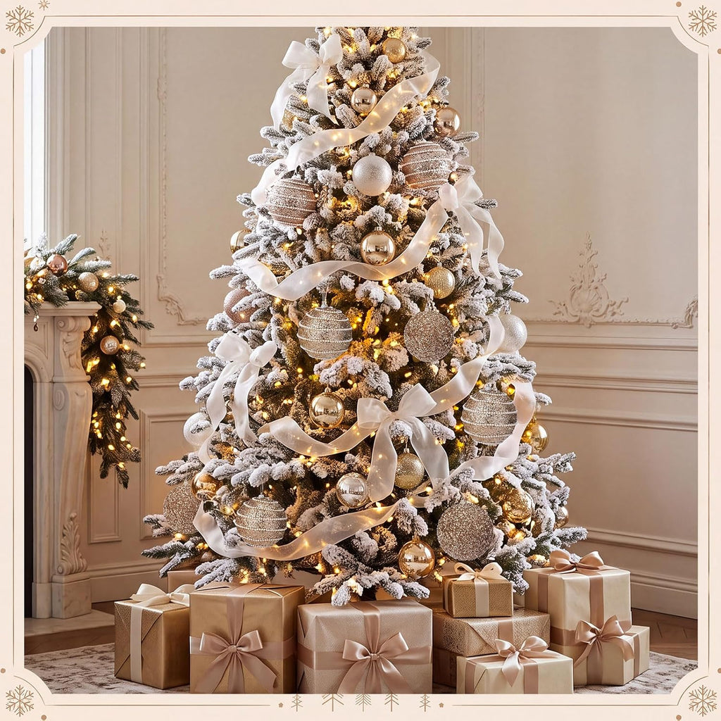 12 Pack 4" Christmas Ball Ornaments Champagne Large Christmas Balls