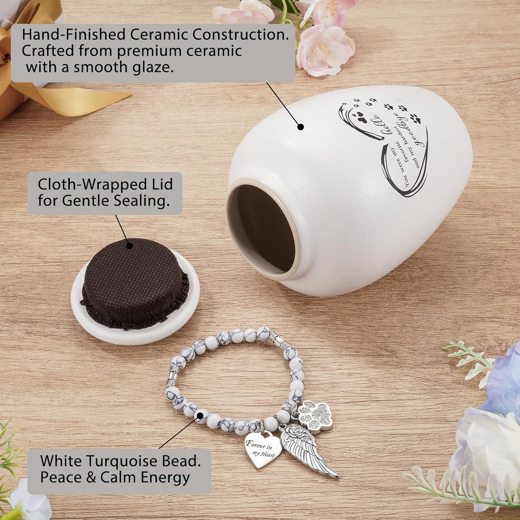 Pet Urn for Dogs Cats 4.8 Inch Small Urn for Pet Ashes Cremation Keepsake Urns Ceramic Mini Urns for Ashes Pet