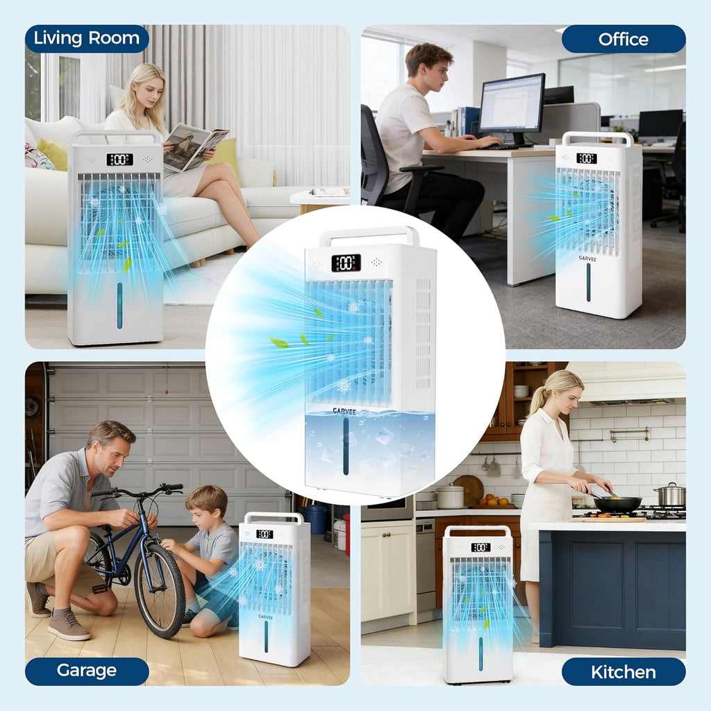 2.6 GAL Swamp Cooler with Touch & Remote Control, 3 Modes & 6 Speeds, 3-in