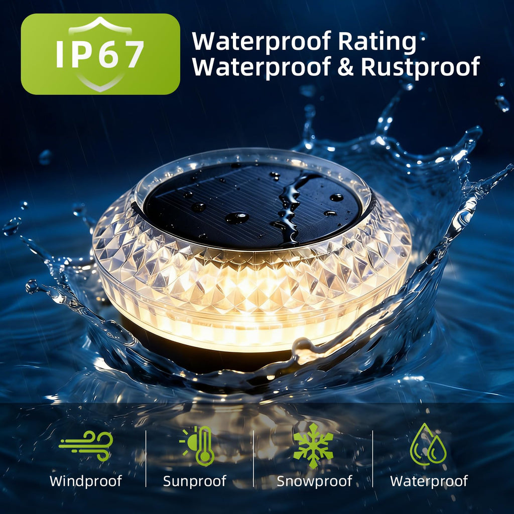 Solar Deck Lights Outdoor, IP67 Waterproof Solar Driveway Dock Lights