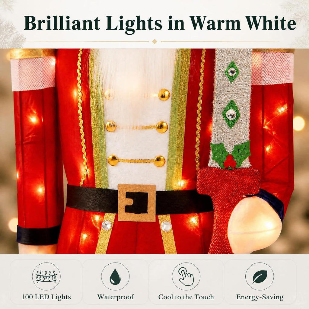 5 FT Nutcracker Christmas Decor Outdoor with 100 LED Lights (2)