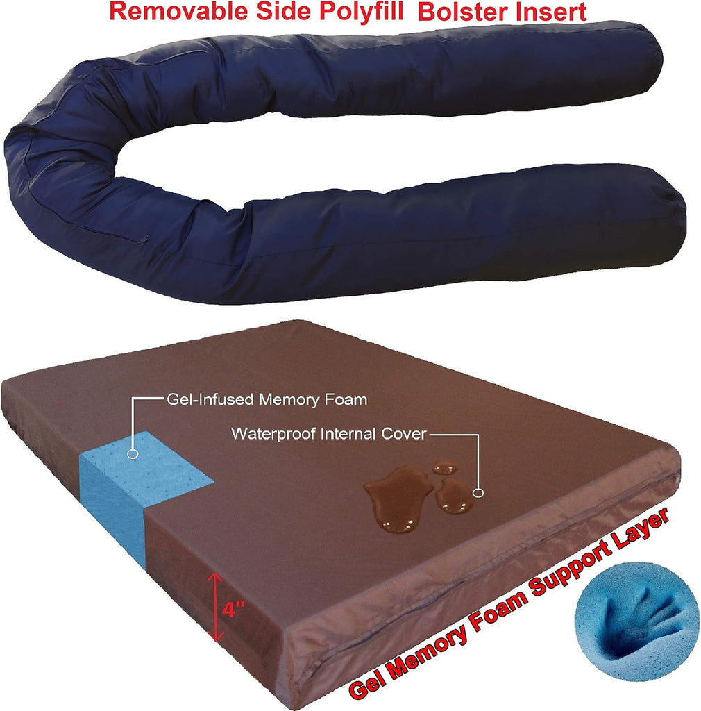 Premium Orthopedic Gel Memory Foam Pet Sofa Bed with Waterproof Liner and Denim Cover Couch Lounger 47"X29"
