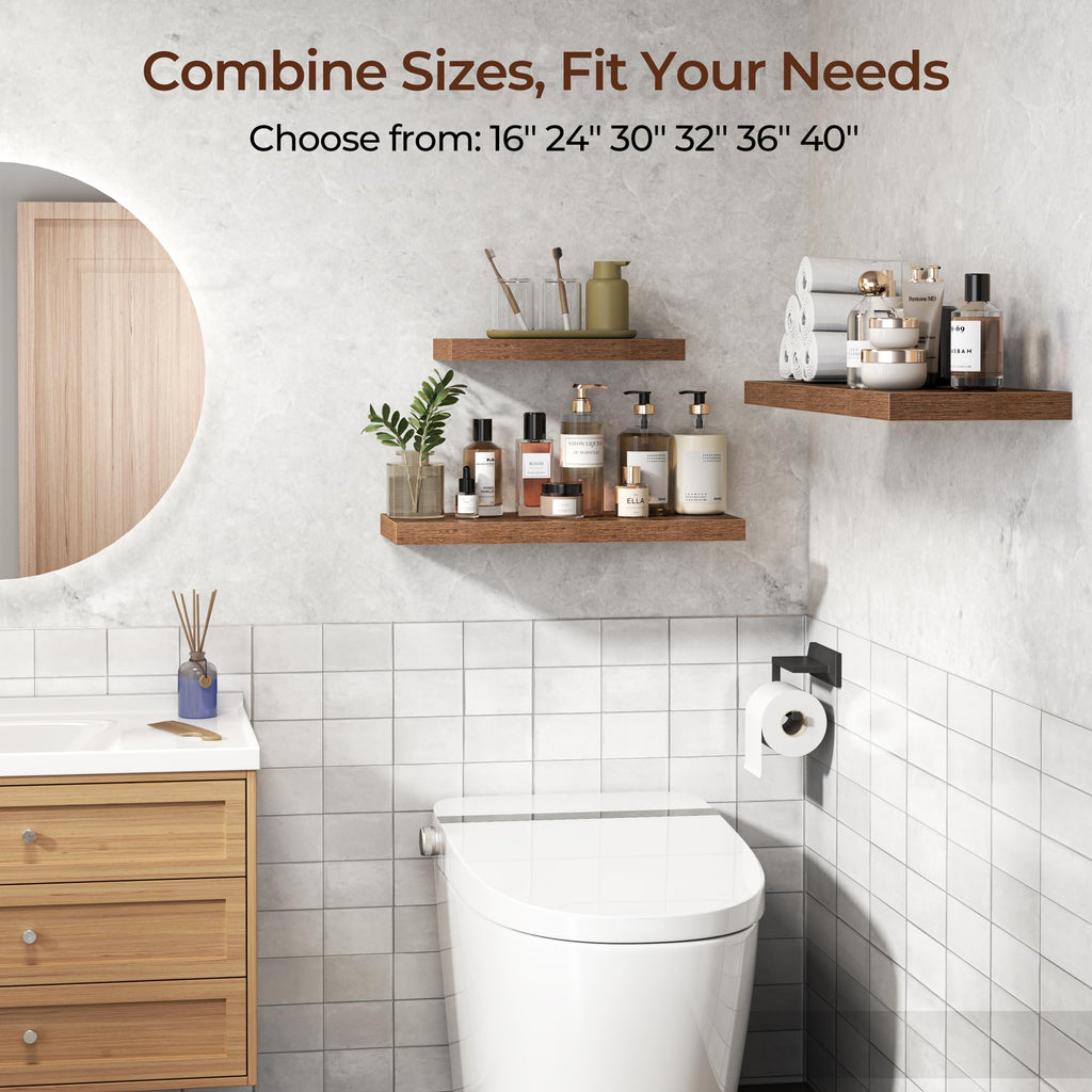 Floating Shelves for Wall 30 Inch Set of 3, Farmhouse Floating Shelves with Invisible Heavy Duty Bracket, 10 Inch