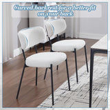 KCC Boucle Dining Chairs Set of 2, Modern Mid-Century Upholstered Stylish Kitchen Chairs Sherpa Accent Diner Chairs