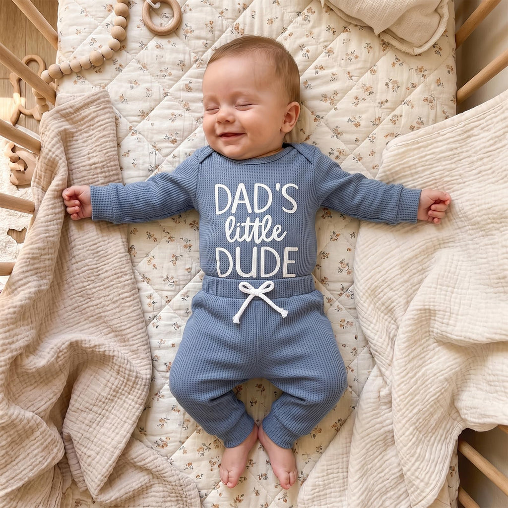 Baby Boy Clothes Little Brother Ribbed Long Sleeve Romper Pants Set