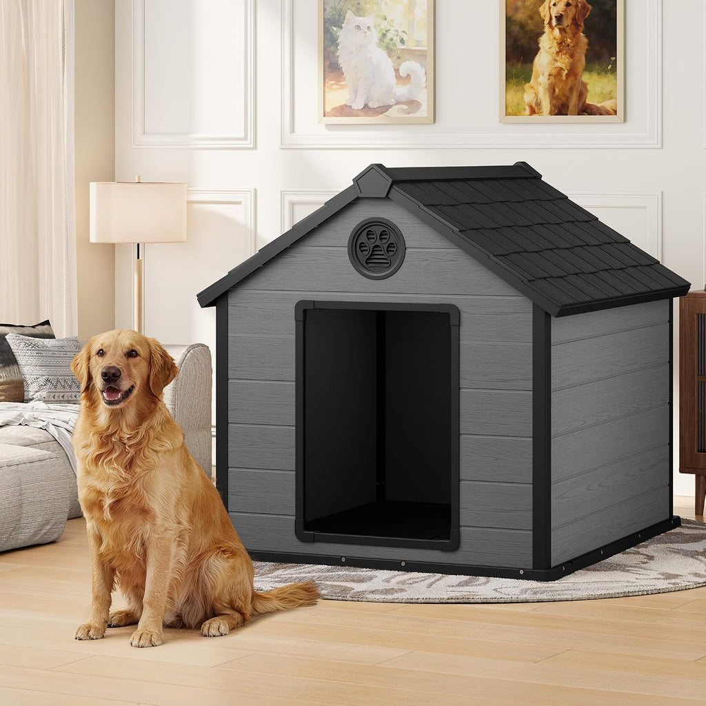 Extra-Large Giant Dog House Outdoor Indoor for Large Dogs Durable Plastic Waterproof Doghouse with Air Vents