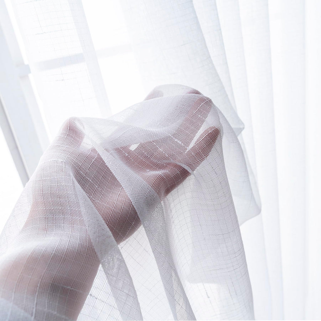 White Sheer Curtains 102 Inches Long Pinch Pleat Ceiling Curtains & Drapes