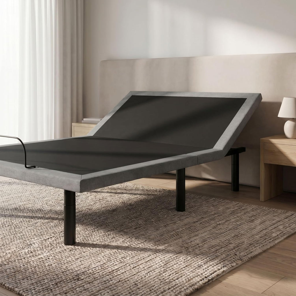 Adjustable Bed Base, King Bed Frame, Wireless Remote Adjustable Bed Frame, Head and Foot Incline, Dual 6000N Motors