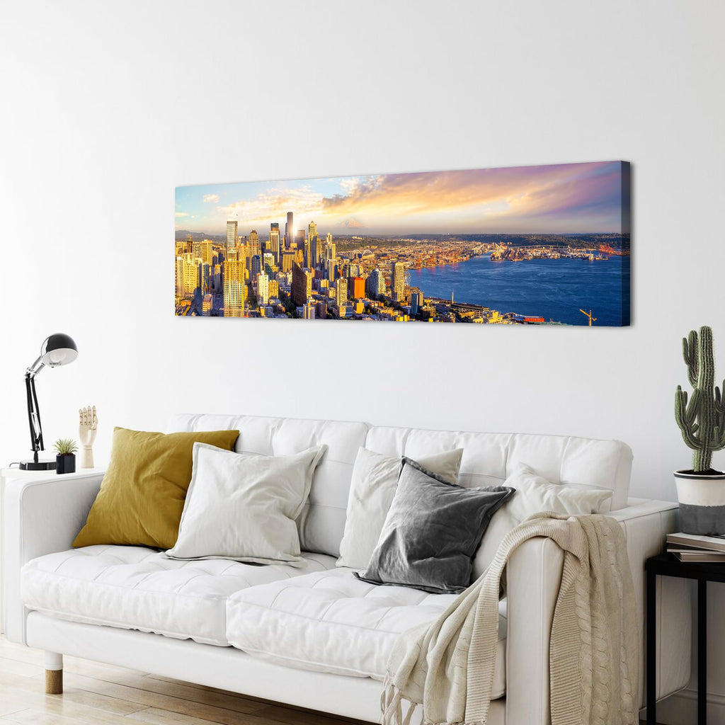 Seattle Skyline Wall Nature Sunset City Wall Decor Living Room Washington Cityscape Canvas Prints Modern Skyscraper