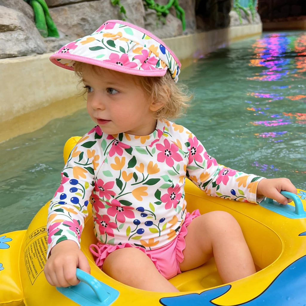Toddler Baby Girls Swimsuit Long Sleeve Bathing Suit Rash Guard Swim Suit Bikini Set