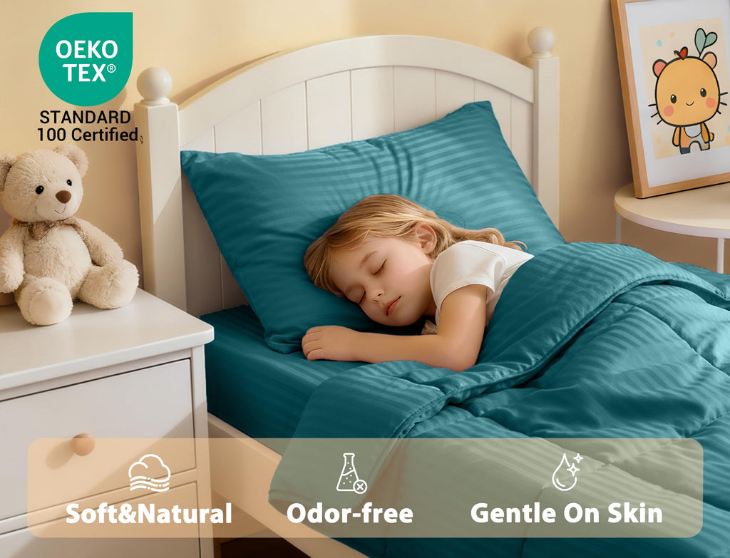Toddler Bedding Set, Fits 55"x30" Toddler Beds, 4-Piece, Teal