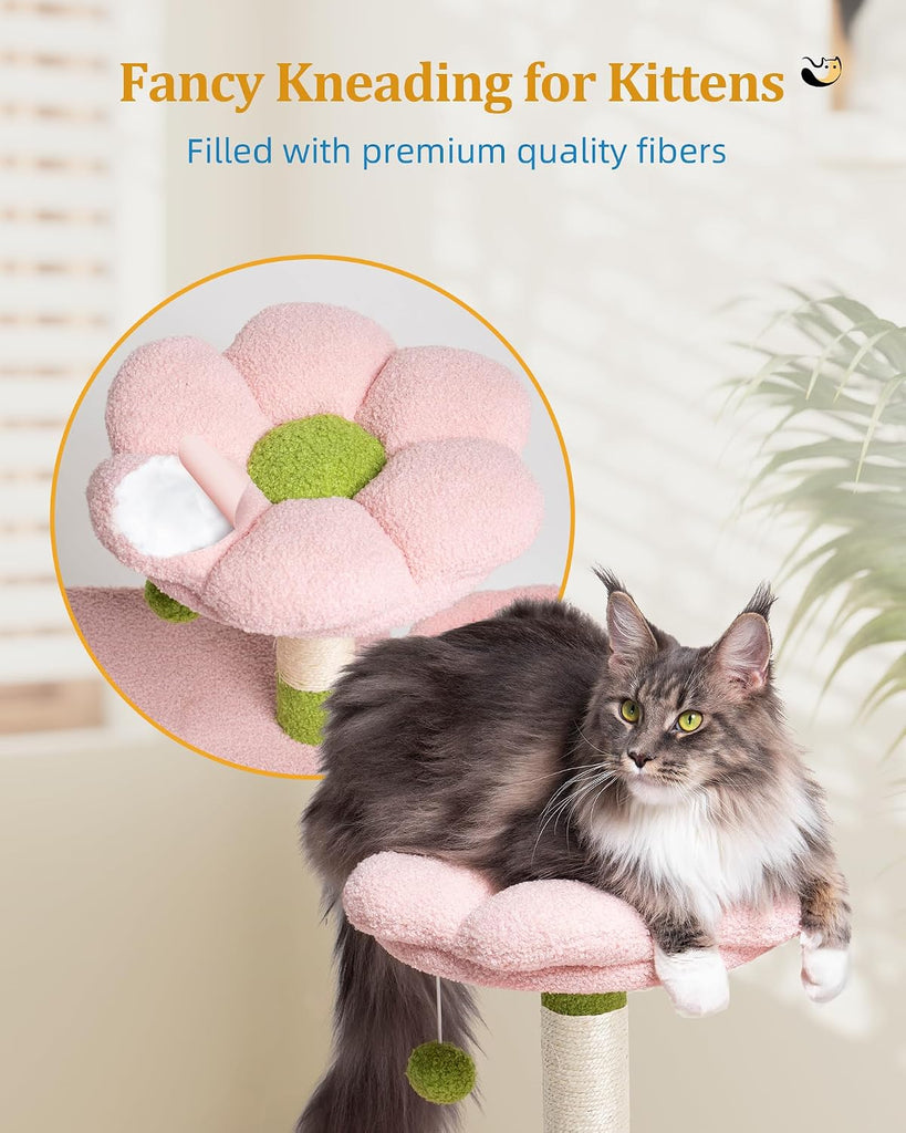 Flower Cat Tree for Indoor Cats, 41.2" Cute Cat Tree for Adult Cats