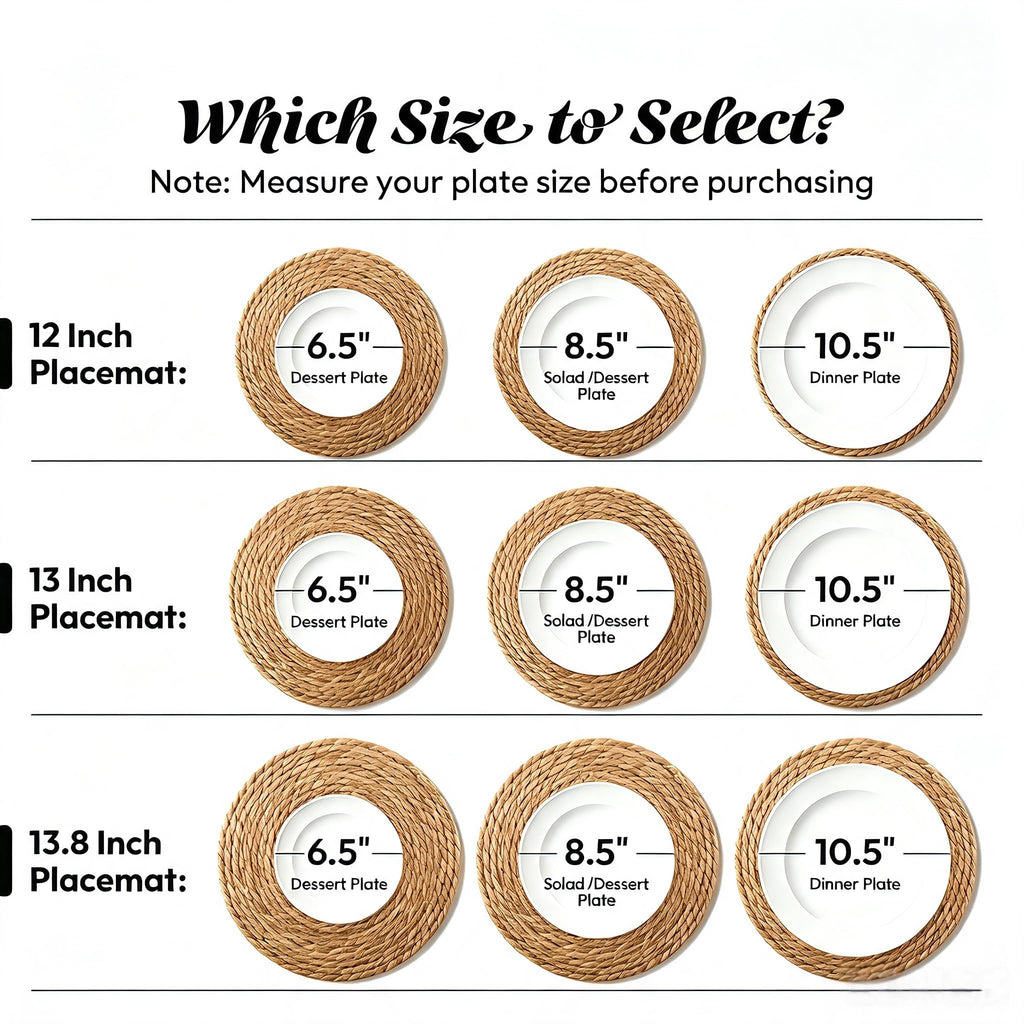 13.8" Round Woven Placemats, Plate Chargers for Dining Table