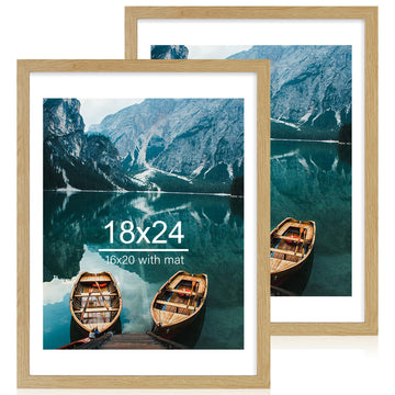 18x24 Frame Set of 2, Natural Oak Wood Style for 16x20 Mat