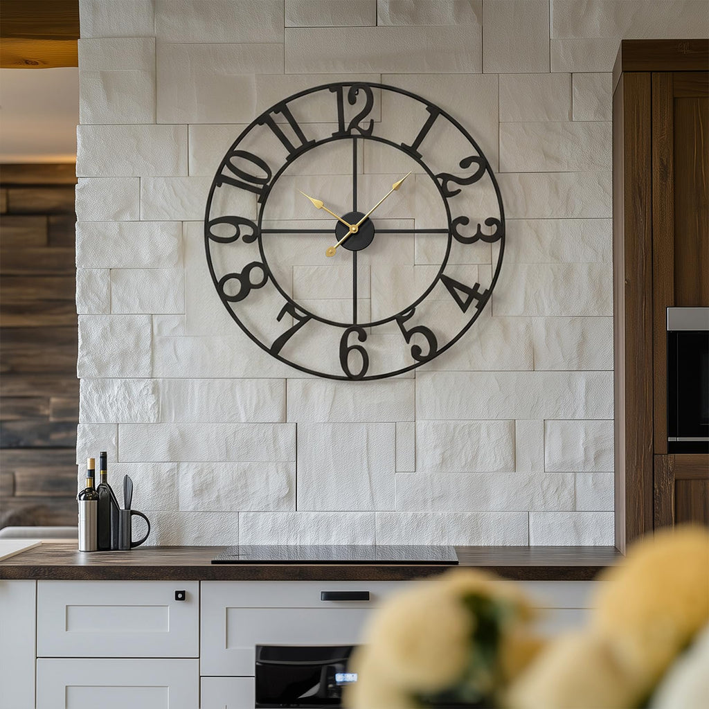 Large Wall Clock Decor 30 Inch Black Metal Clocks