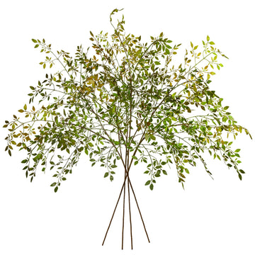 4Pcs Artificial Greenery Stems, 43.3" Nandina Branches Tall Faux Plant Stems for Vase, Greenery Decor Stems Leaves