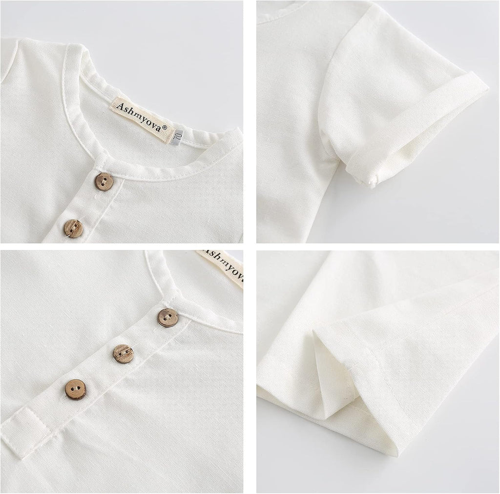 Baby Boys Summer Outfits Toddler Short Sleeve Linen T-Shirt + Harem Shorts 2Pcs Outfits Sets