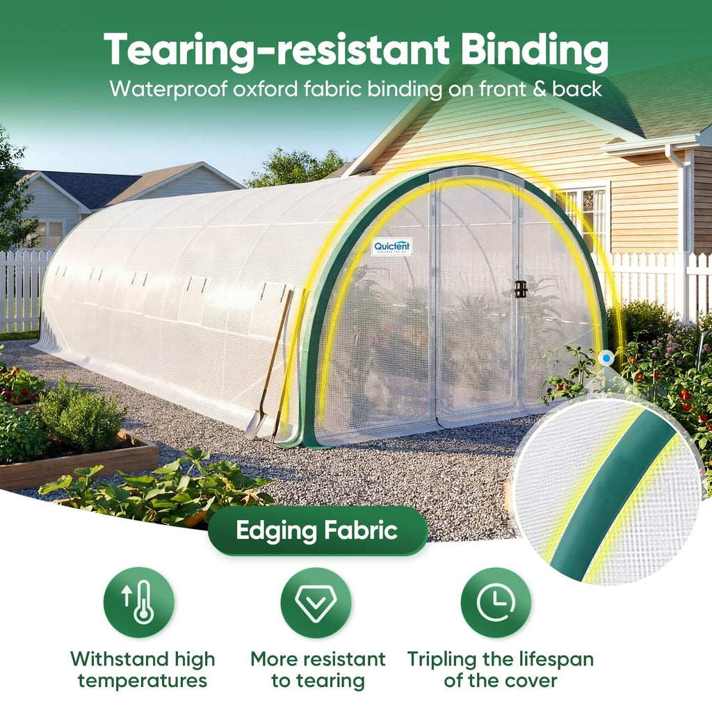 25x10x6.6FT Tunnel Greenhouse for Outdoors with 2 Hinged Doors
