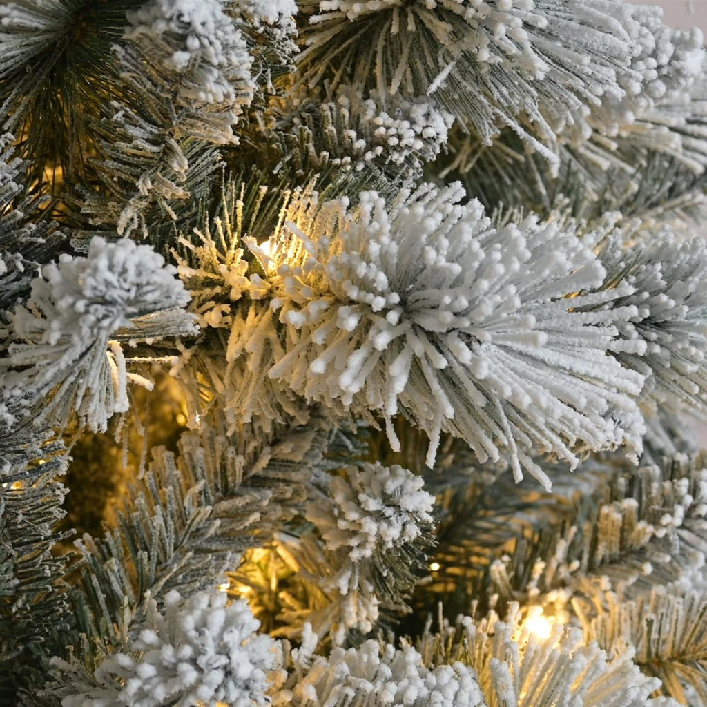 Flocked Christmas Tree , Premium Prelit Christmas Tree - Trees with Lights-White Snow Flocked Pre-lit Trees
