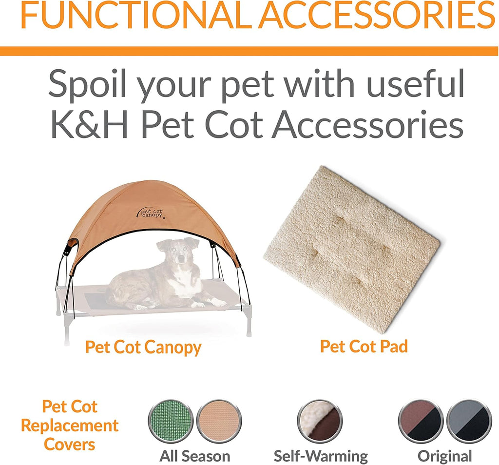 K&H Outdoor Elevated Dog Bed, Bolster Pet Cot, Medium 32x25in, Charcoal