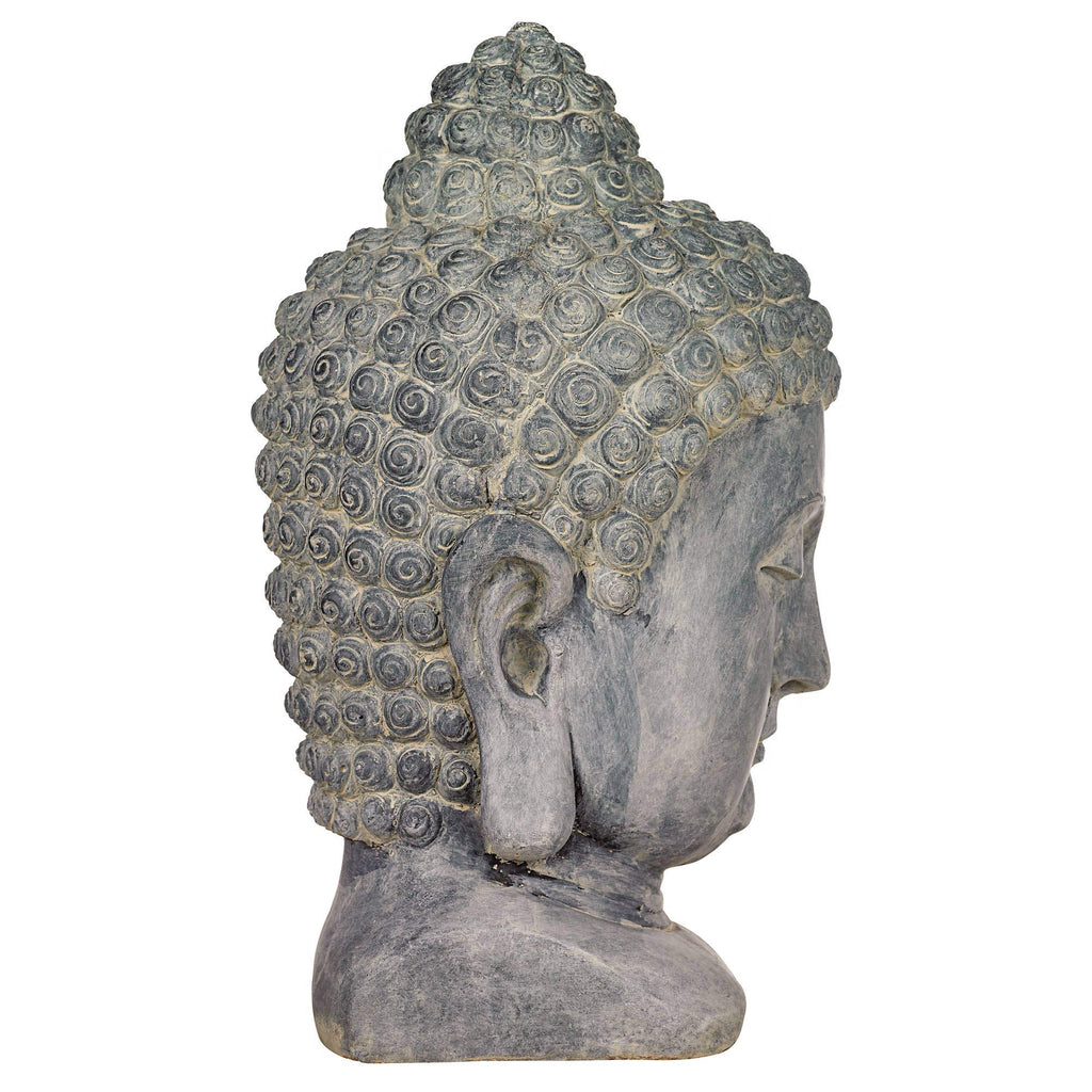 Meditating Buddha Head 18 1/2" High Outdoor Statue