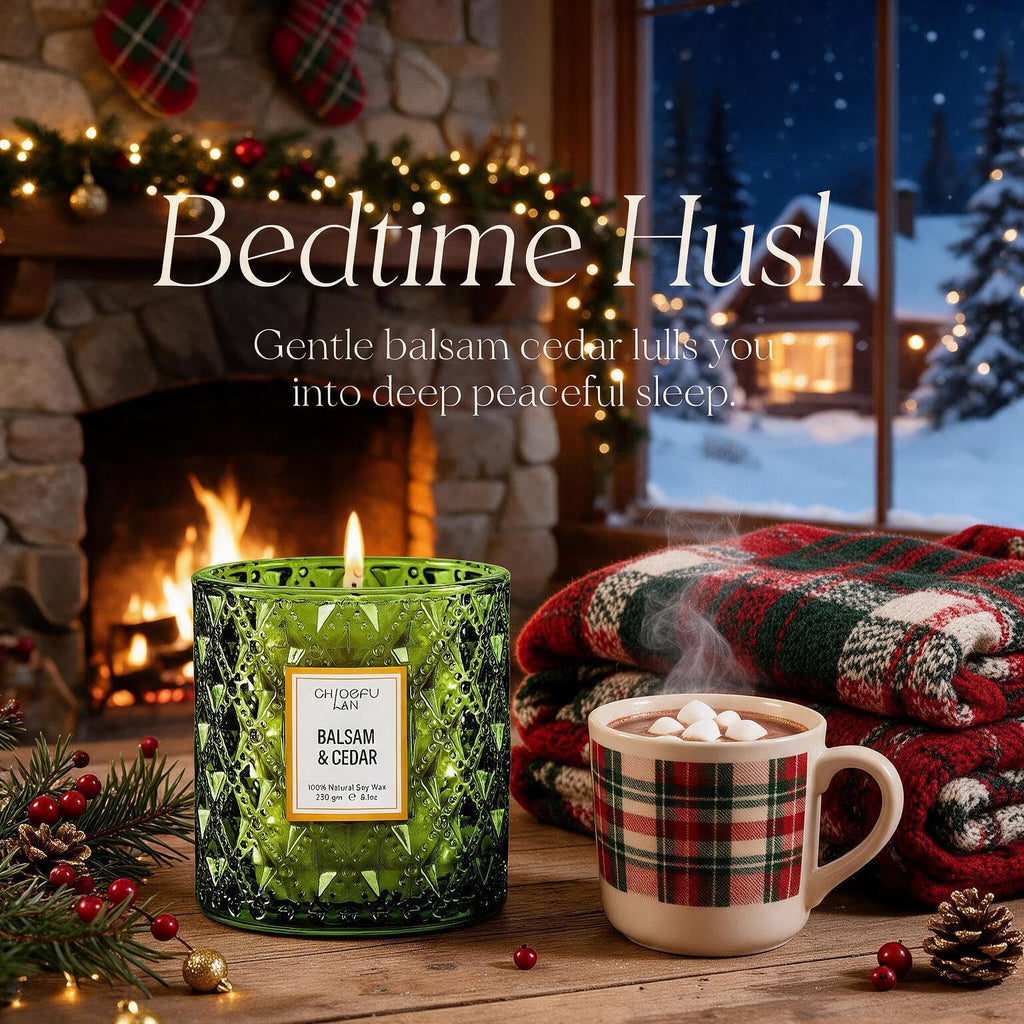 Balsam & Cedar Scented Candle Christmas Candles Gift, Christmas Festival Gifts, Large Luxury Scented Soy Jar Candles