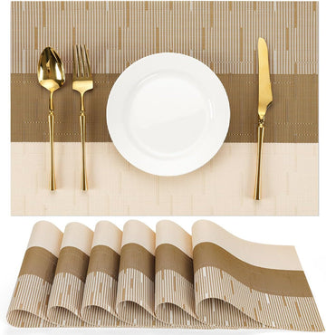 Placemats, Vinyl Woven Heat-Resistant Place Mats - Set of 6