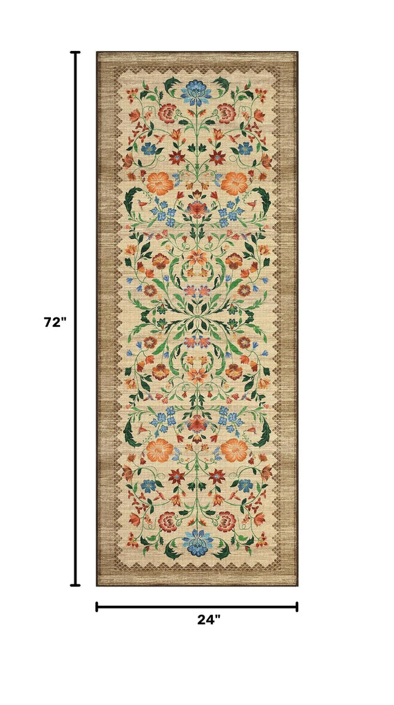 Floral Rug 2x6 Runners s, Boho Kitchen Runner Rugs Non Slip Bath Runners, Vintage Washable Runner Rug, Soft Long