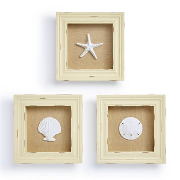 Beach Wall Decor, Set of 3 Frames for Ocean Bathroom or Beachy Room