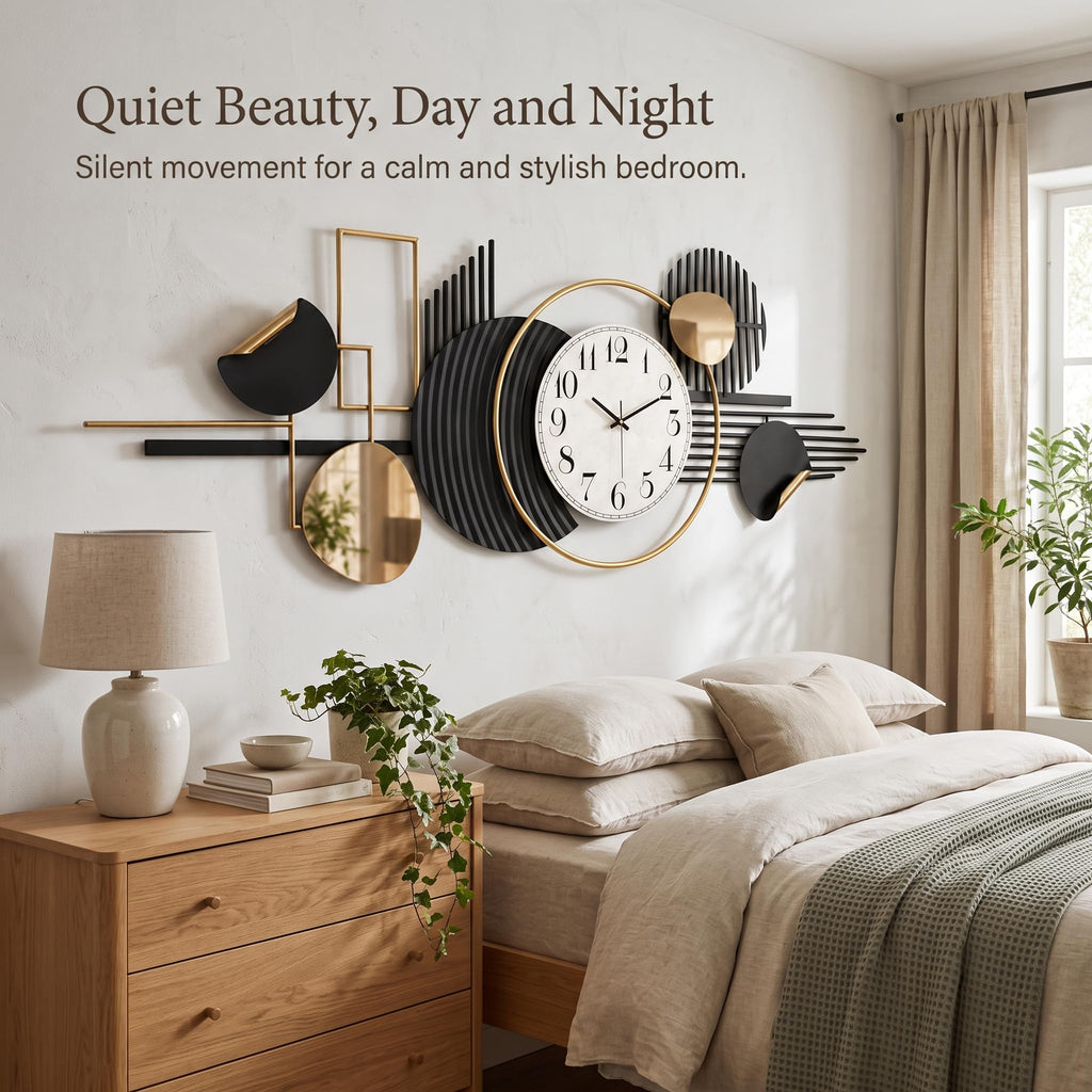 60" Large Modern Wall Clock, 3D Metal Wall Art