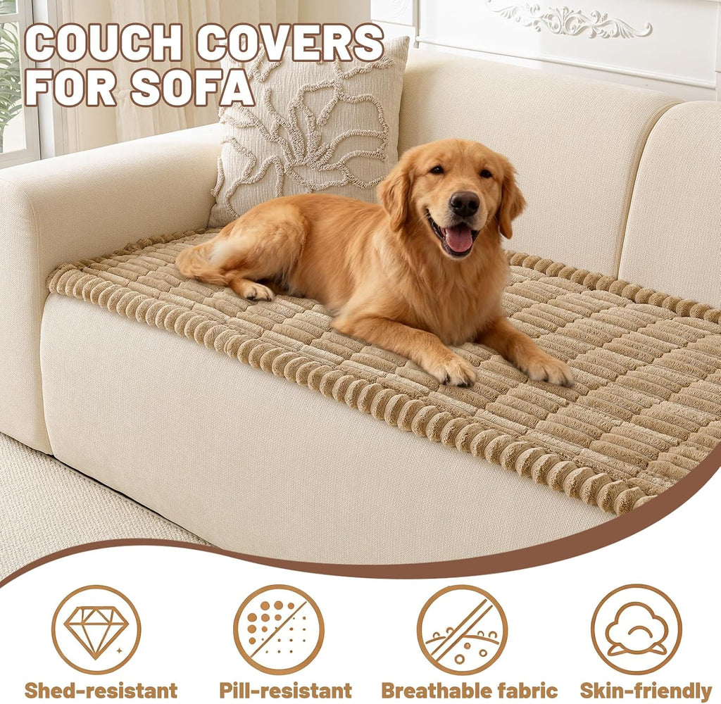 Couch Cover for Dogs Washable, Non Slip Soft Cozy Brown