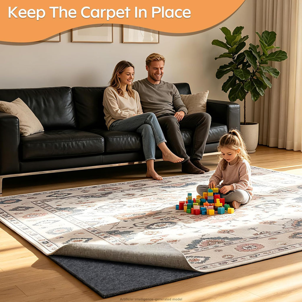 Felt Rug Pad - 1/2 9x12 Foot Extra Large Area Liner for All Floors and Trims, Thick Pad for Hardwood Floors Under - Set of 108