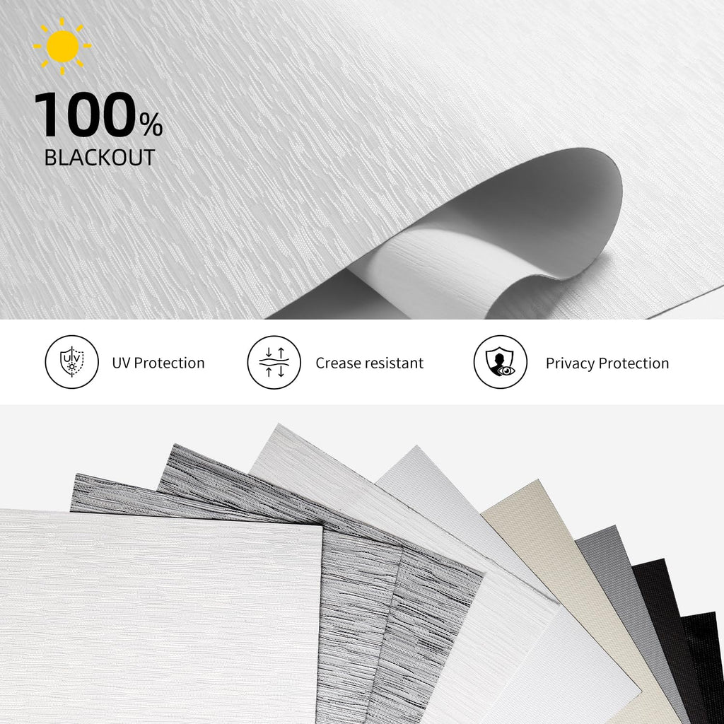 Motorized Smart Roller Shades with Remote, Full Blackout White