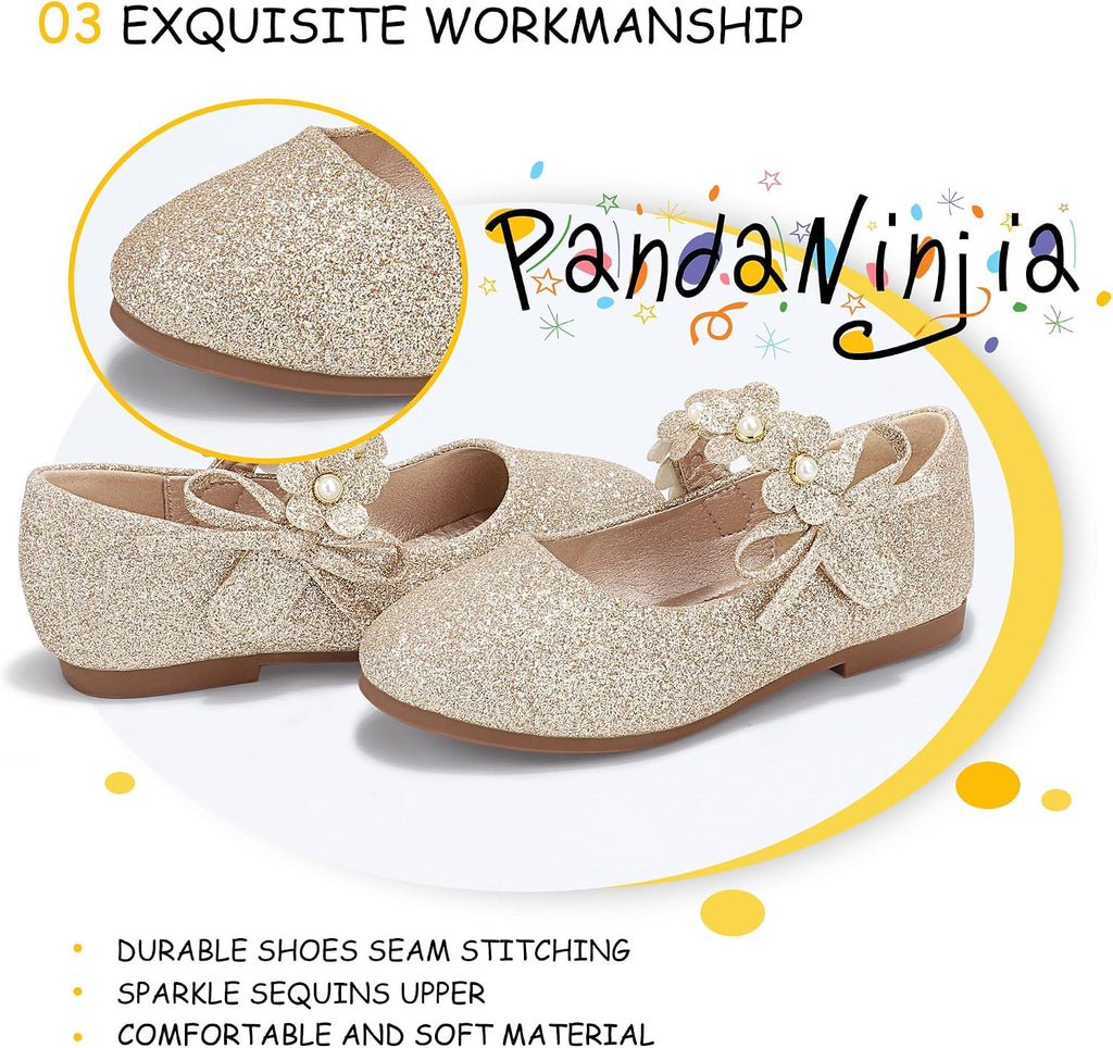 Girls Dress Shoes Toddler Flower Girl Pearls Flats