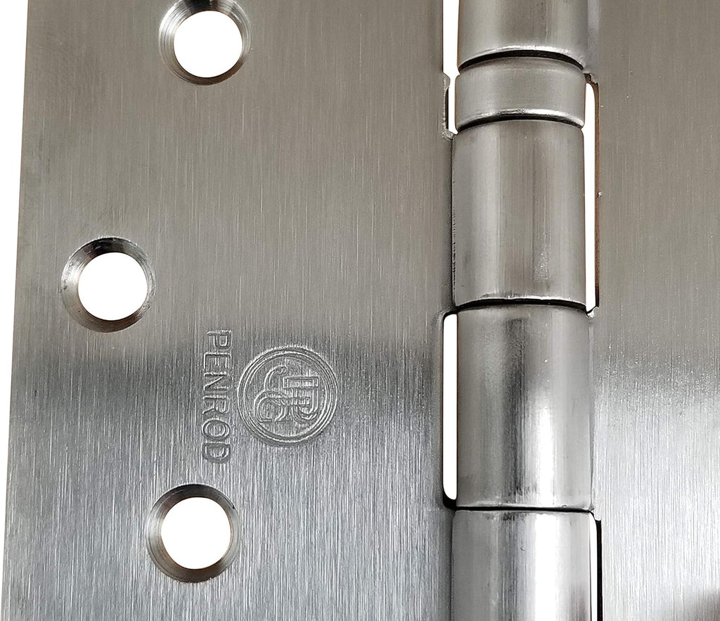 Stainless Steel Ball Bearing Door Hinges, 4 Inch with 5/8 Inch Square Corners, NRP, 3 Pack