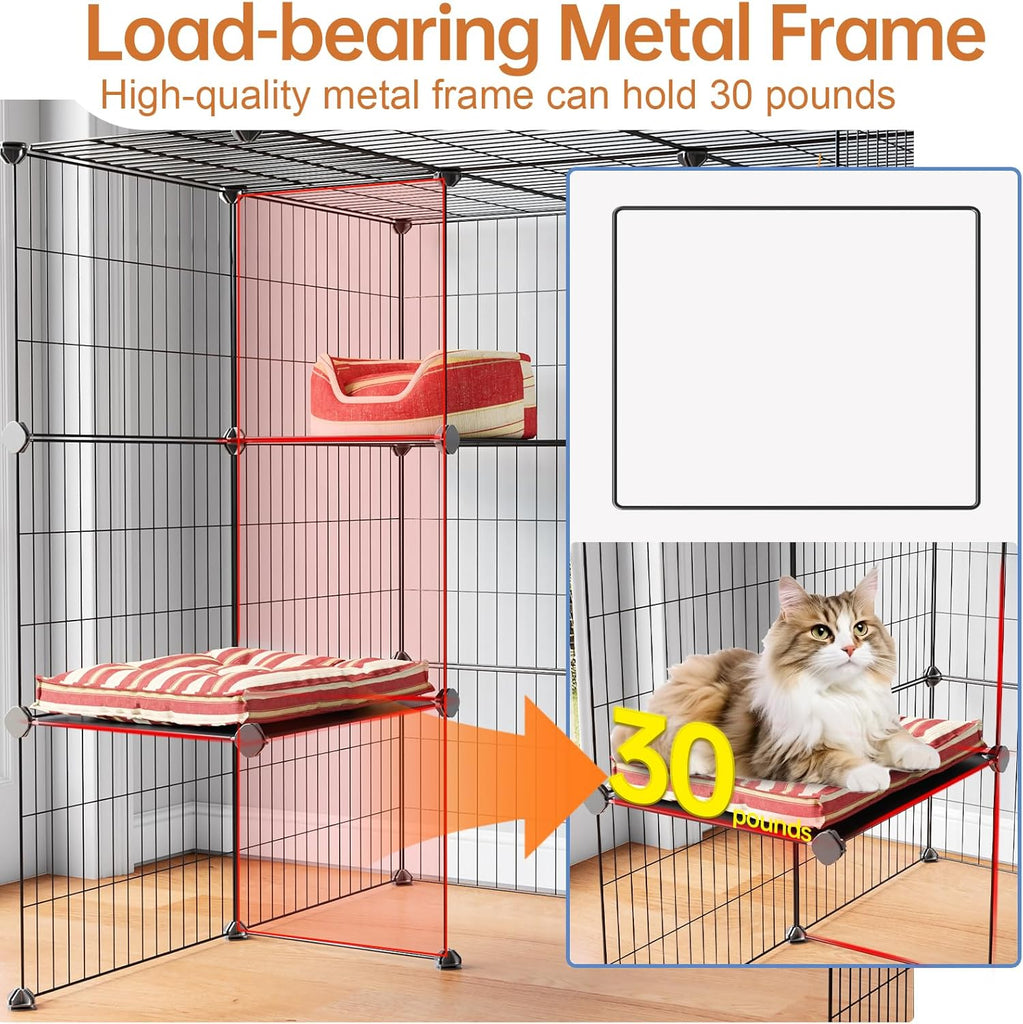 3-Tier Cat Cages Indoor Enclosure DIY Cat Playpen Catio Detachable Metal Wire Kennels Cats Crate Large Extra Exercise