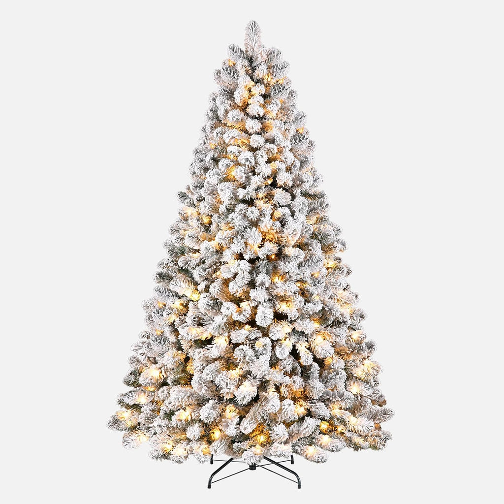 Snow Flocked Spruce Pre-lit Artificial Christmas Tree, White