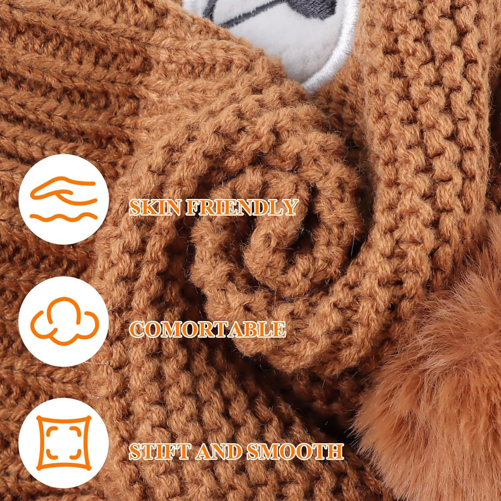 Cute Bear Baby Beanie Pompom Baby Boy Hat Winter Knit Beanie Girl