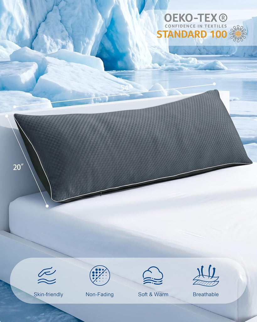 Cooling Body Pillow for Adults with Washable Pillowcase