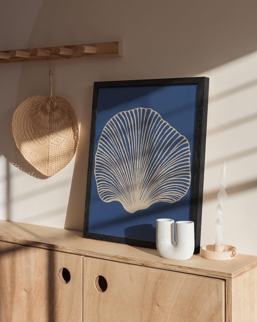 Beach Wall Art - Coastal Art Print, Beachy Wall Decor for Ocean-themed Bedroom, Modern Coastal Beach Painting(Shell