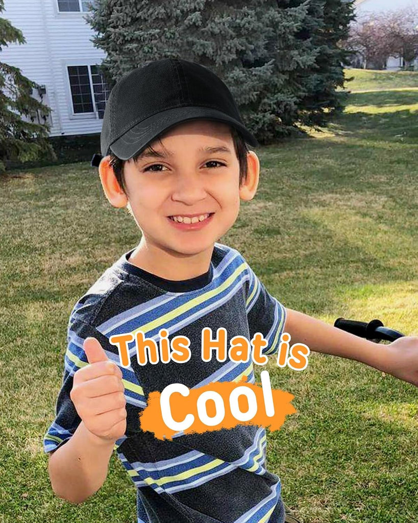 Toddler Baseball Hat Kids Boys Girls Adjustable Washed Cotton Baseball Cap with Ponytail
