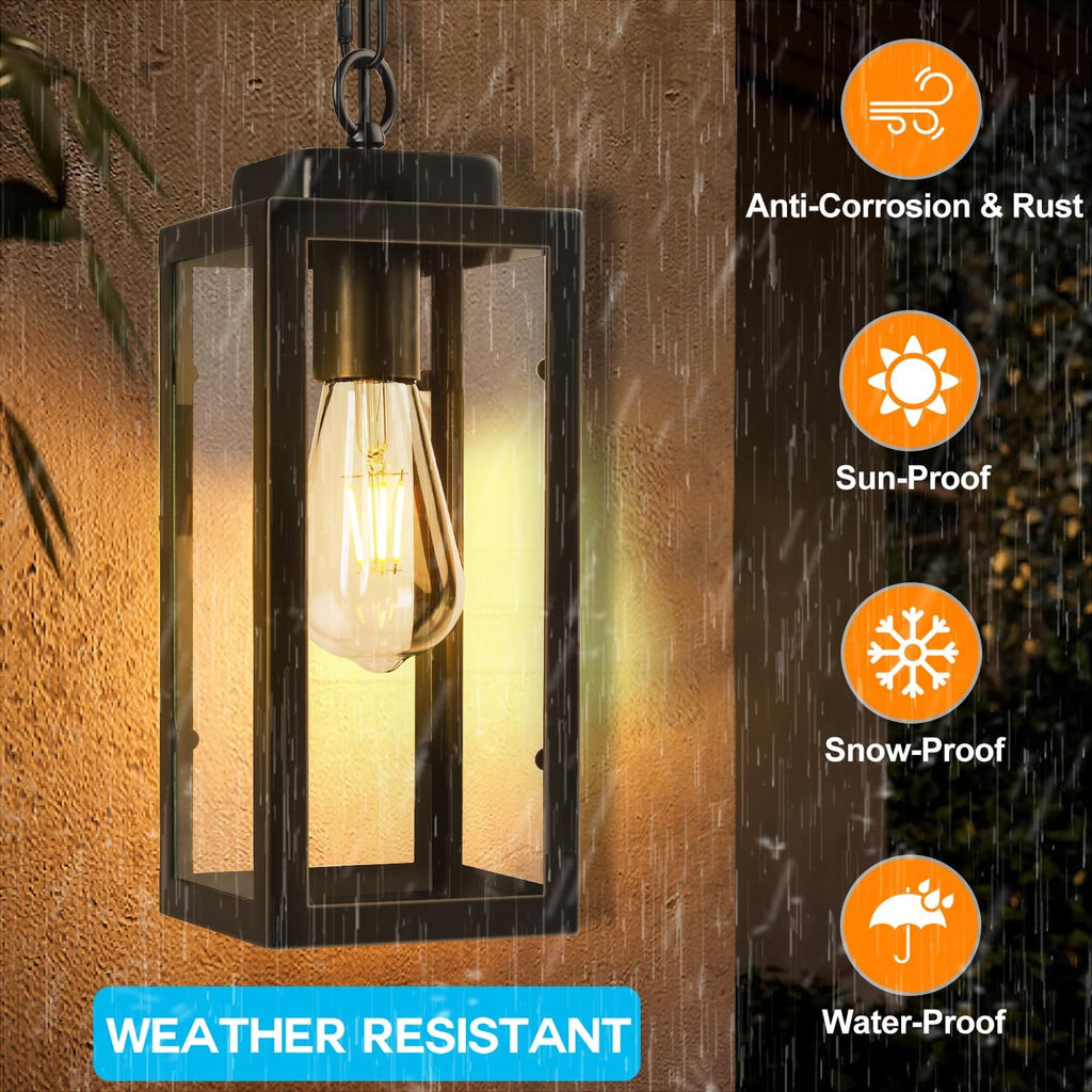 Outdoor Pendant Light, 11" Porch lights Outdoor Chandelier Hanging Ceiling Lights