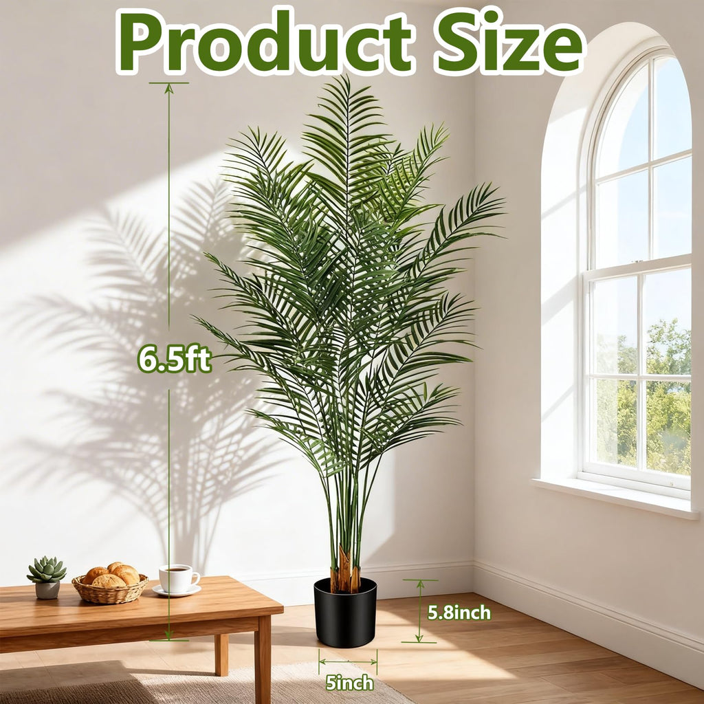 6.5ft Artificial Palm Tree Outdoor, Large Fake Tropical Areca Palm with 18 Trunks, Tall Faux Floor Plants for Indoor